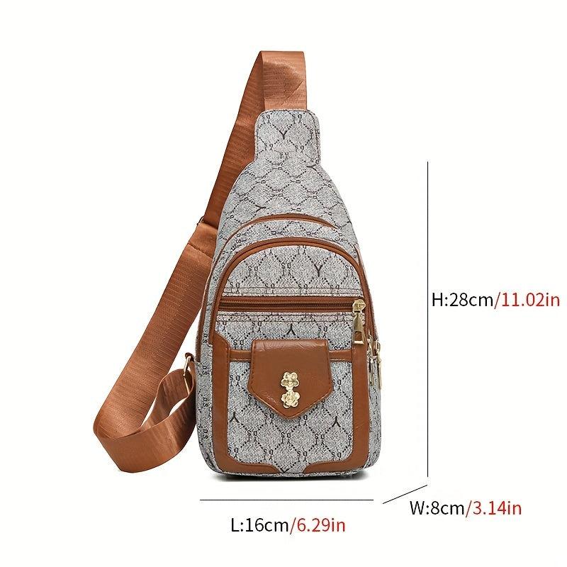 Geometric Pattern Sling Bag Nylon Chest Purse