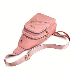 Quilted Sling Bag Solid Chest Bag Adjustable Strap