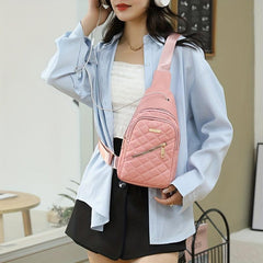 Quilted Sling Bag Solid Chest Bag Adjustable Strap