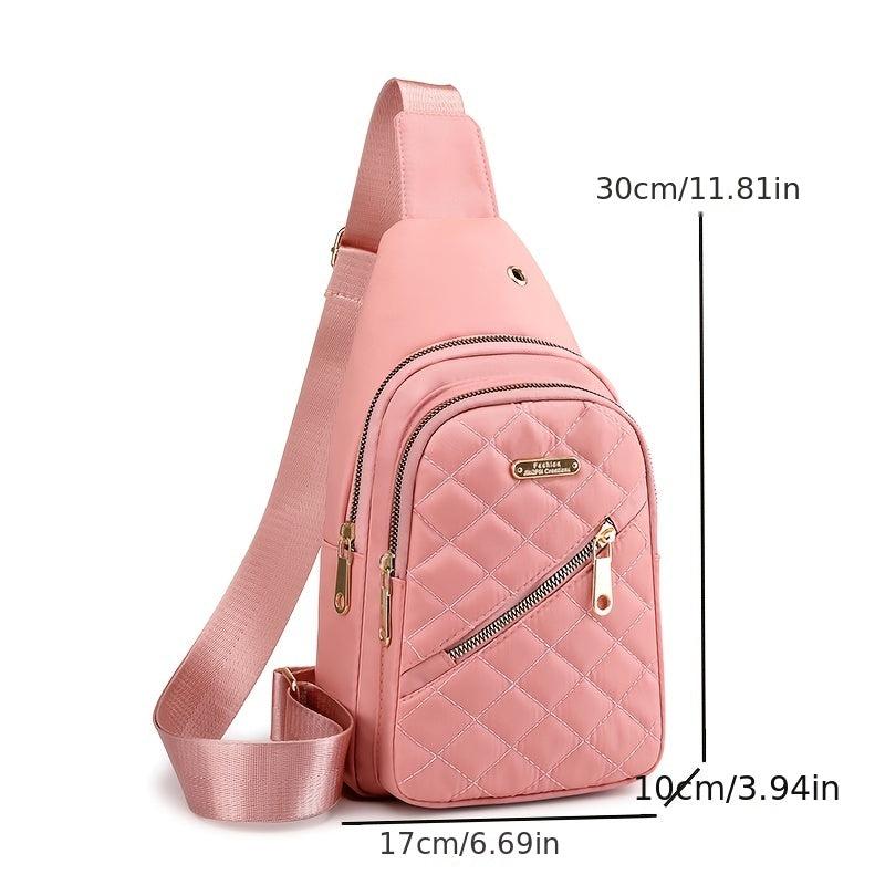 Quilted Sling Bag Solid Chest Bag Adjustable Strap
