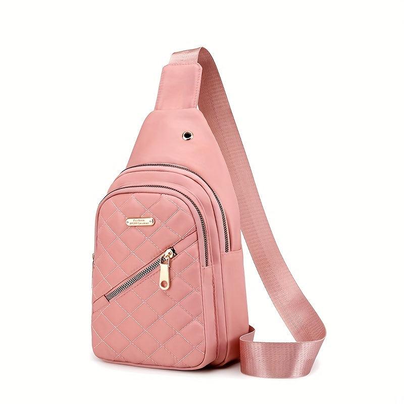 Quilted Sling Bag Solid Chest Bag Adjustable Strap