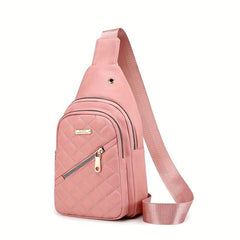 Quilted Sling Bag Solid Chest Bag Adjustable Strap