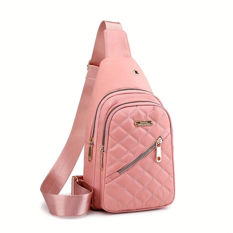 Quilted Sling Bag Solid Chest Bag Adjustable Strap