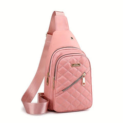 Quilted Sling Bag Solid Chest Bag Adjustable Strap
