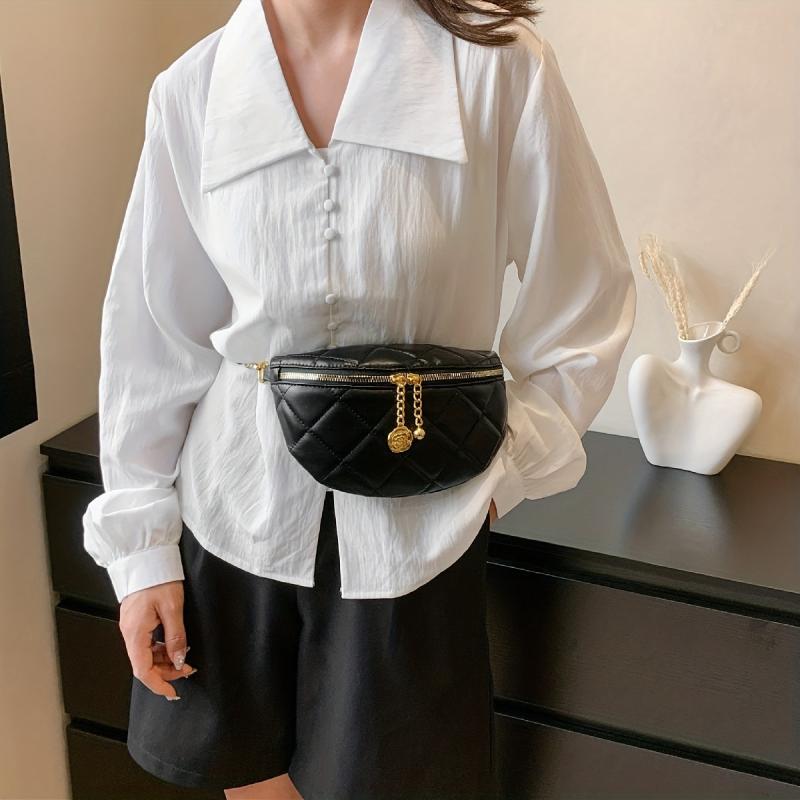 Quilted Chest Bag Women's Sling Crossbody Waist Purse