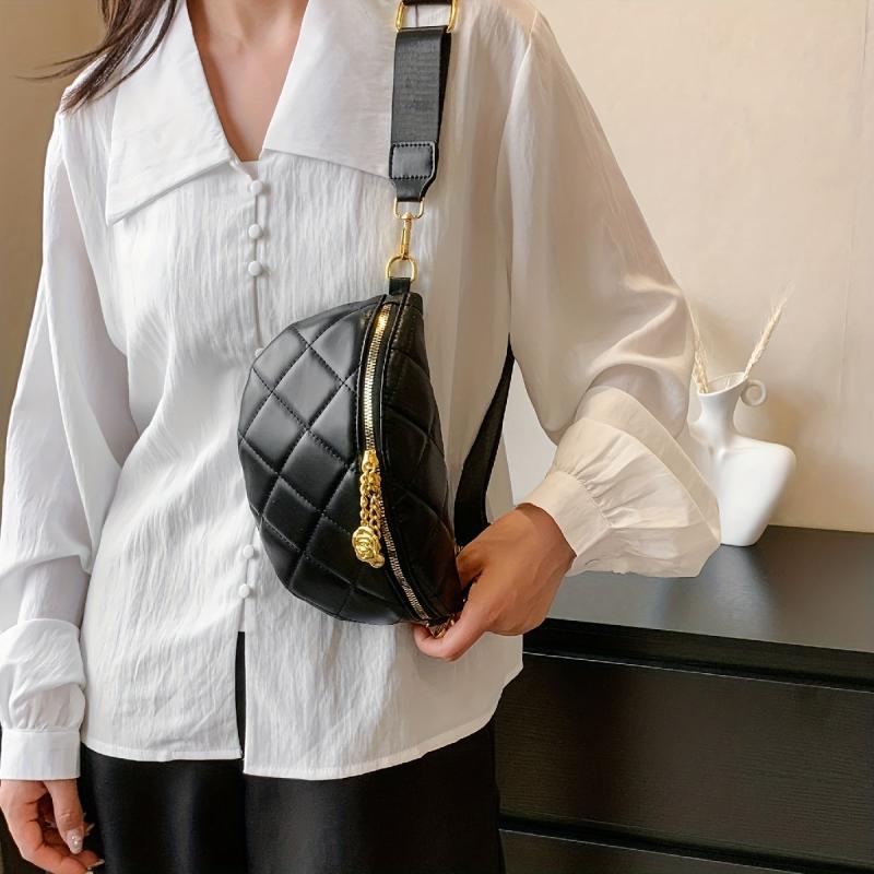 Quilted Chest Bag Women's Sling Crossbody Waist Purse