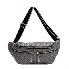 Quilted Waist Bag Argyle Embroidery Chest Purse Crossbody Bag