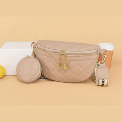 Heart Print Strap Chest Bag Double Zipper Crossbody Bag