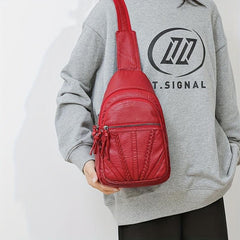 Vintage Zipper Crossbody Chest Bag Retro Sling Purse