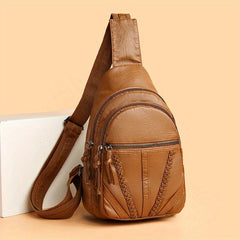 Vintage Zipper Crossbody Chest Bag Retro Sling Purse