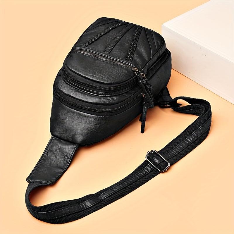 Vintage Zipper Crossbody Chest Bag Retro Sling Purse