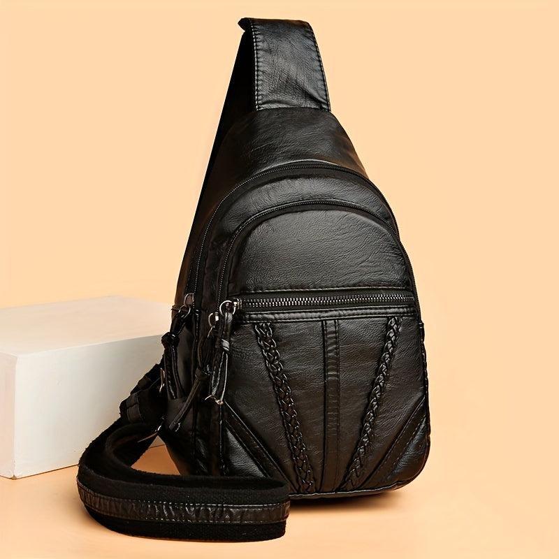 Vintage Zipper Crossbody Chest Bag Retro Sling Purse
