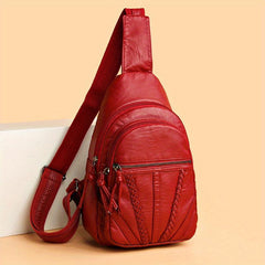 Vintage Zipper Crossbody Chest Bag Retro Sling Purse