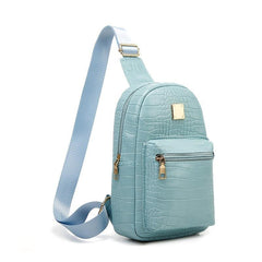 Crocodile Embossed Chest Bag Faux Leather Crossbody Sling Purse