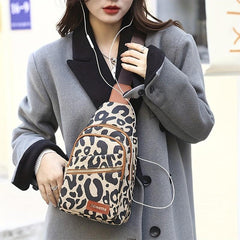 Leopard Pattern Sling Bag Front Chest Purse Crossbody Bag