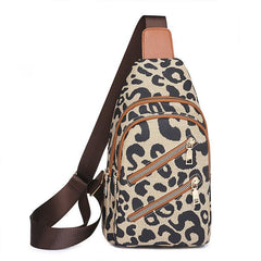 Leopard Pattern Sling Bag Front Chest Purse Crossbody Bag
