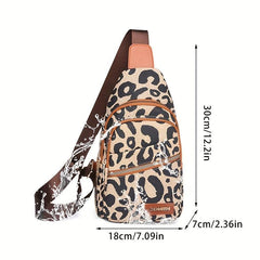 Leopard Pattern Sling Bag Front Chest Purse Crossbody Bag