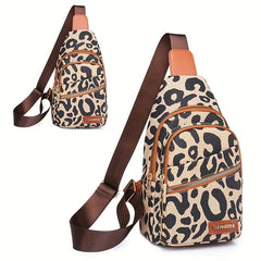 Leopard Pattern Sling Bag Front Chest Purse Crossbody Bag