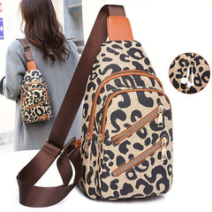 Leopard Pattern Sling Bag Front Chest Purse Crossbody Bag