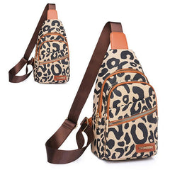 Leopard Pattern Sling Bag Front Chest Purse Crossbody Bag