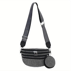 Rhinestone Chest Bag With Coin Purse Fanny Pack Glitter Crossbody Bag For Women