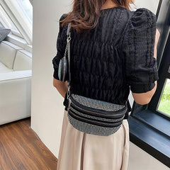 Rhinestone Chest Bag With Coin Purse Fanny Pack Glitter Crossbody Bag For Women