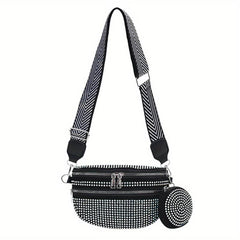 Rhinestone Chest Bag With Coin Purse Fanny Pack Glitter Crossbody Bag For Women