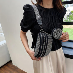 Rhinestone Chest Bag With Coin Purse Fanny Pack Glitter Crossbody Bag For Women