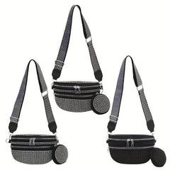 Rhinestone Chest Bag With Coin Purse Fanny Pack Glitter Crossbody Bag For Women