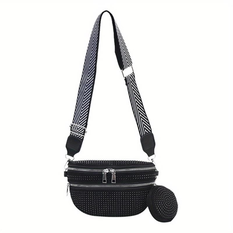 Rhinestone Chest Bag With Coin Purse Fanny Pack Glitter Crossbody Bag For Women