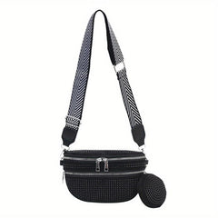 Rhinestone Chest Bag With Coin Purse Fanny Pack Glitter Crossbody Bag For Women
