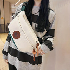 Kpop Colorblock Fanny Pack Large Capacity Crossbody Bag