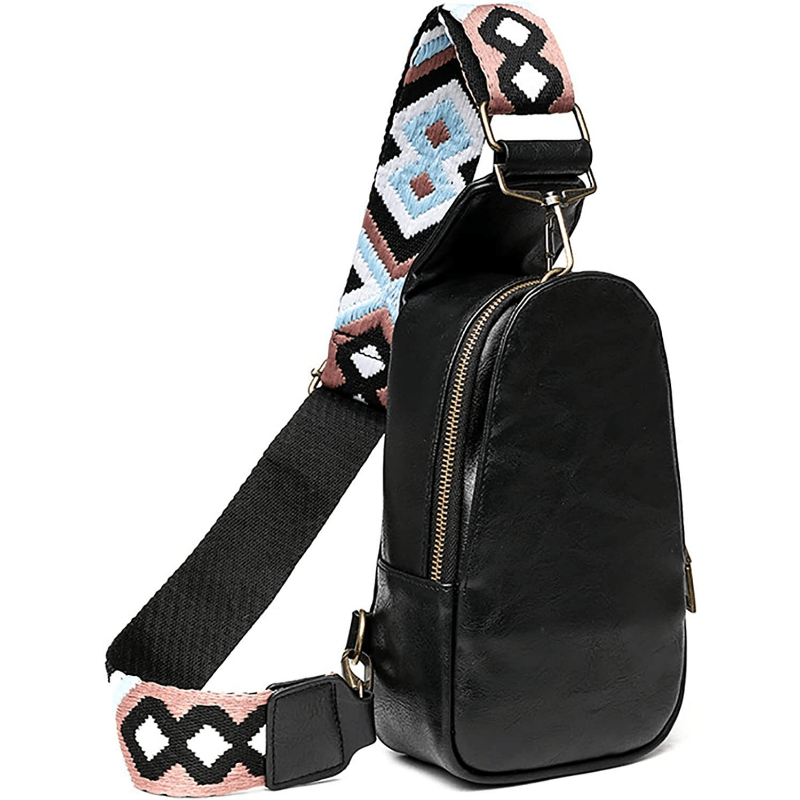 Geometric Pattern Sling Bag Crossbody Zipper Chest Bag