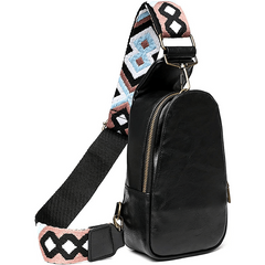 Geometric Pattern Sling Bag Crossbody Zipper Chest Bag