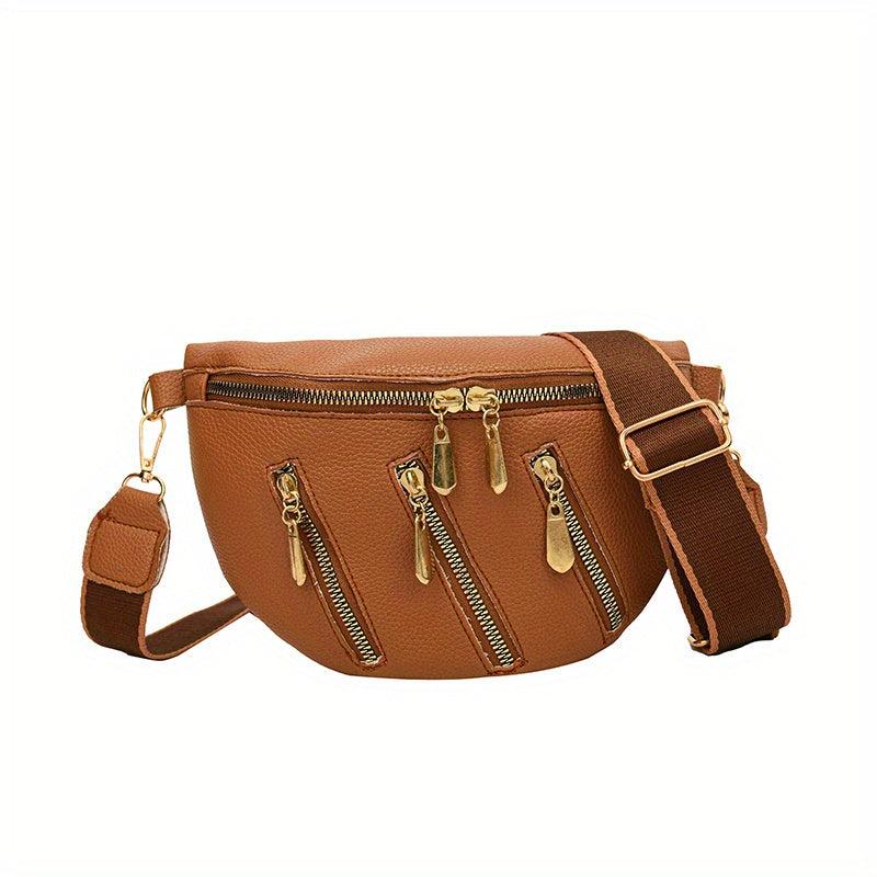 Casual Crossbody Chest Bag PU Sling Bag Women's Waist Purse & Fanny Pack