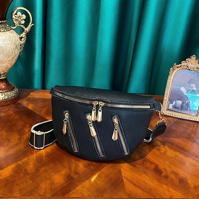 Casual Crossbody Chest Bag PU Sling Bag Women's Waist Purse & Fanny Pack
