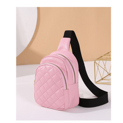 Argyle Quilted Crossbody Chest Bag Zipper Sling Bag Solid Shoulder Purse