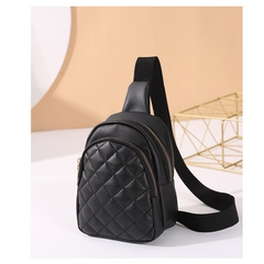 Argyle Quilted Crossbody Chest Bag Zipper Sling Bag Solid Shoulder Purse