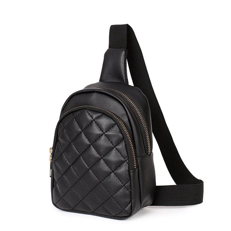 Argyle Quilted Crossbody Chest Bag Zipper Sling Bag Solid Shoulder Purse
