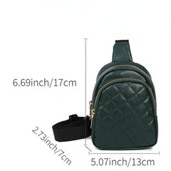Argyle Quilted Crossbody Chest Bag Zipper Sling Bag Solid Shoulder Purse