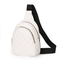 Argyle Quilted Crossbody Chest Bag Zipper Sling Bag Solid Shoulder Purse