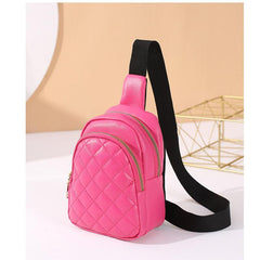 Argyle Quilted Crossbody Chest Bag Zipper Sling Bag Solid Shoulder Purse