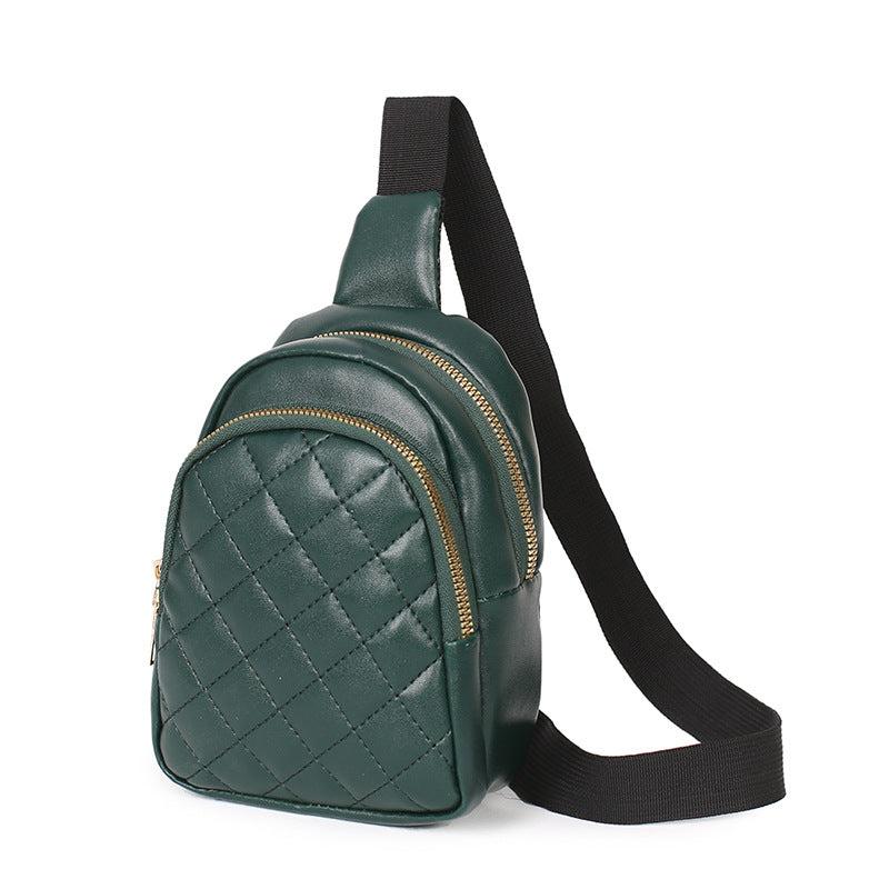 Argyle Quilted Crossbody Chest Bag Zipper Sling Bag Solid Shoulder Purse