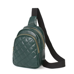 Argyle Quilted Crossbody Chest Bag Zipper Sling Bag Solid Shoulder Purse