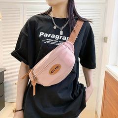 Letter Patched Crossbody Bag Large Capacity Chest Bag