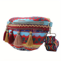 Ethnic Tassel Waist Bag Textured Lightweight Fanny Pack