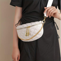 Quilted Crossbody Chest Bag Rhombus Pattern Sling Bag Stylish Shoulder Purse
