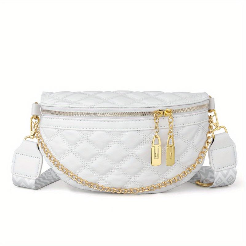 Quilted Crossbody Chest Bag Rhombus Pattern Sling Bag Stylish Shoulder Purse