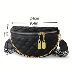Quilted Crossbody Chest Bag Rhombus Pattern Sling Bag Stylish Shoulder Purse