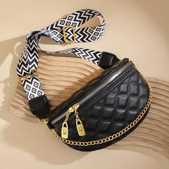 Quilted Crossbody Chest Bag Rhombus Pattern Sling Bag Stylish Shoulder Purse